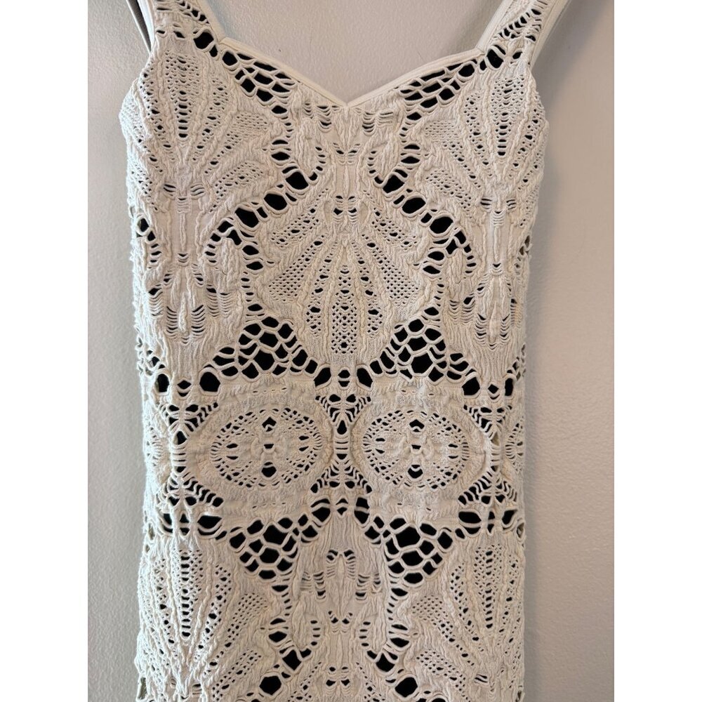 Free People Intimately XS Crochet Lace Sleeveless Tank Dress XS/S Ivory Black